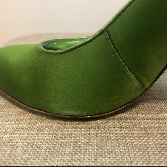 BCBGirl Debra Apple Green Satin Pump with Mirrored Heel - Picture 7 of 14